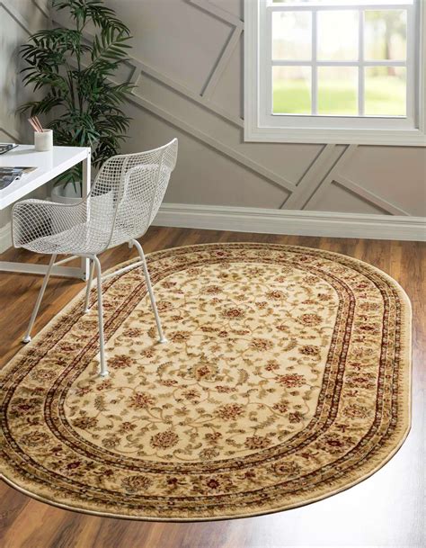 Cream 5' x 8' Aditi Oval Rug | Rugs.com