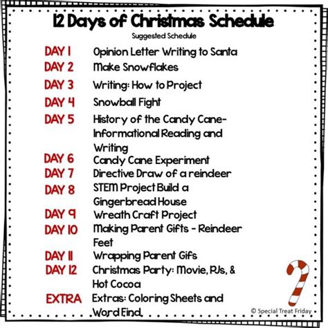 12 Days of Christmas Activities - Special Treat Friday