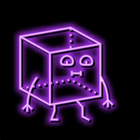 cube geometric shape character neon glow icon illustration 20374459 ...