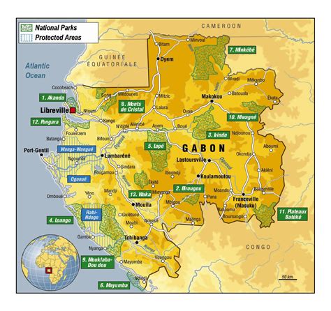 Large detailed national parks map of Gabon | Gabon | Africa | Mapsland ...