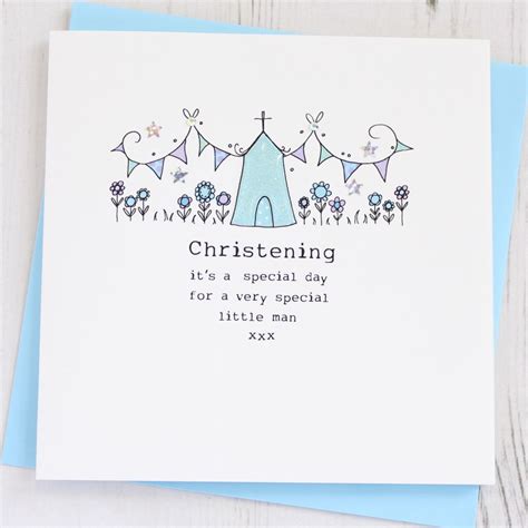 handmade boys christening card