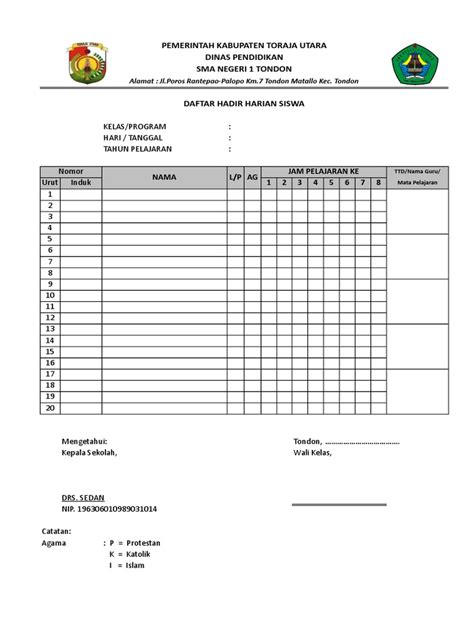 Daftar Hadir Siswa | PDF