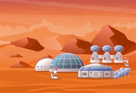 Premium Vector | Illustration concept of mars colonization mission ...