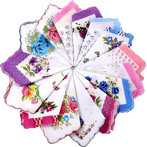 15 Pieces Ladies Hankies Women Floral Handkerchiefs Vintage Handkerchiefs