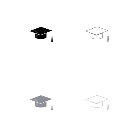 Icon Set In Black And Grey Featuring Graduation Caps Vector, Headgear, Graduation, Academic PNG ...