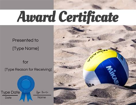 Free Volleyball Certificate | Edit Online and Print at Home