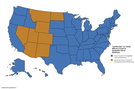 US states without a river forming part of their borders - Vivid Maps