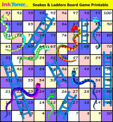 Snakes And Ladders Board Game Template Printable - Printable Word Searches