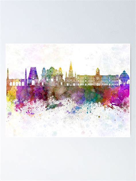 "Chennai skyline in watercolor background" Poster for Sale by paulrommer | Redbubble