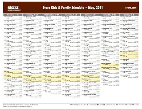 Starz Kids & Family Schedule - May, 2011