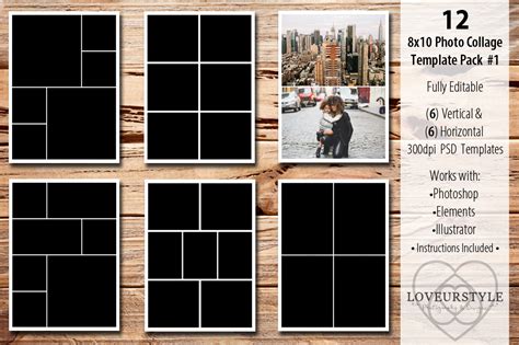 8x10 Photo Collage Template Pack 1 | Marketing Templates ~ Creative Market