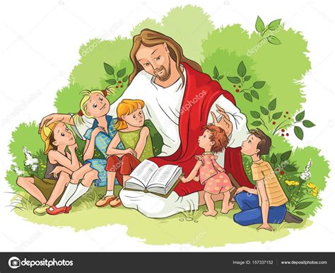 Jesus reading the Bible to children Stock Vector Image by ©Aura #157337152