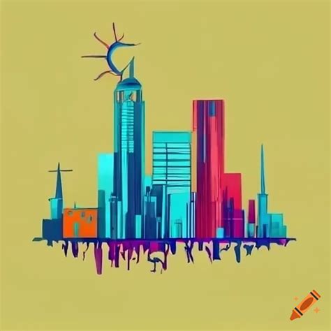 Minimalist drawing of a sustainable city on Craiyon