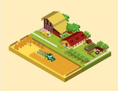 Isometric farming concept vector template - free vector, download for vector, free to download ...