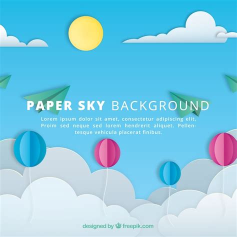 Free: Sky with clouds and sun background in paper texture - nohat.cc