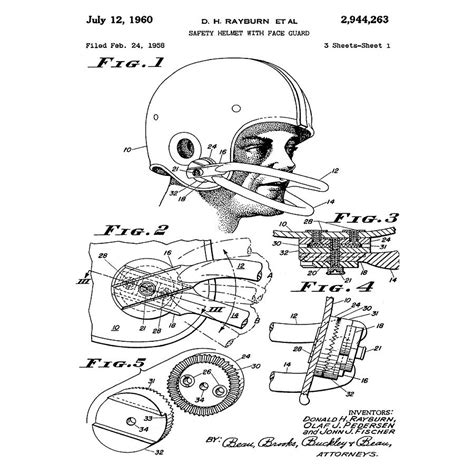 Football Helmet Patent 1960 Photograph by Bill Cannon - Fine Art America