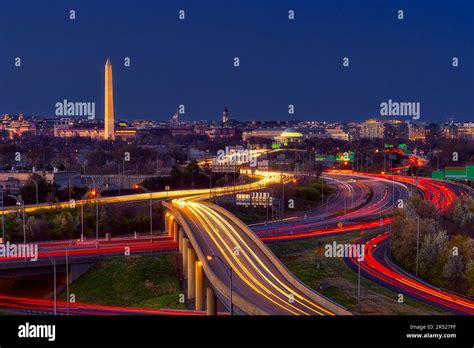 Washington DC Skyline Freeway Landmarks Stock Photo - Alamy