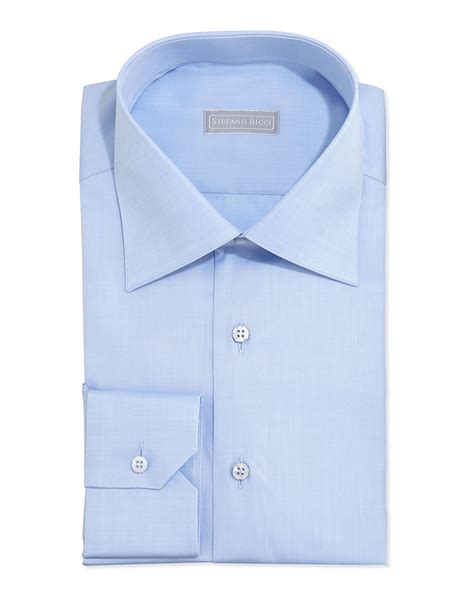 Stefano ricci Basic Solid Barrel-cuff Dress Shirt in Blue for Men | Lyst