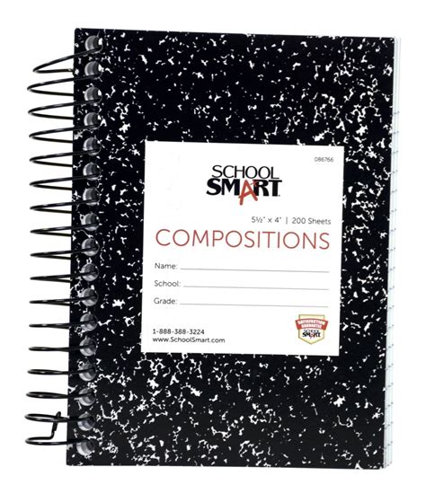 School Smart 086766 Spiral Bound Notebook, 1 Subject, 5-1/4" x 4", Wide ...