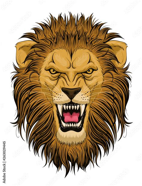 Roaring lion head Stock Vector | Adobe Stock