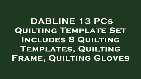 DABLINE 13 PCs Quilting Template Set Includes 8 Quilting Templates ...