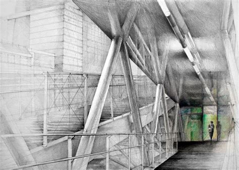 pencil / color pencil...mixed media [shade contrast] | Architecture sketch, Architecture drawing ...