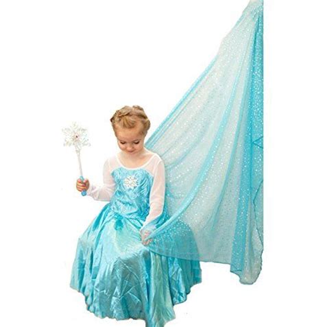 Frozen Inspired Elsa Snowflake Dress w/Train, Light Up Snowflake Wand ...