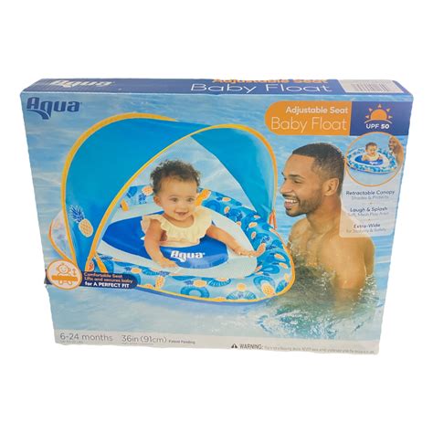 Aqua Leisure Adjustable Seat Baby Pool Float w/ Retractable Canopy ...