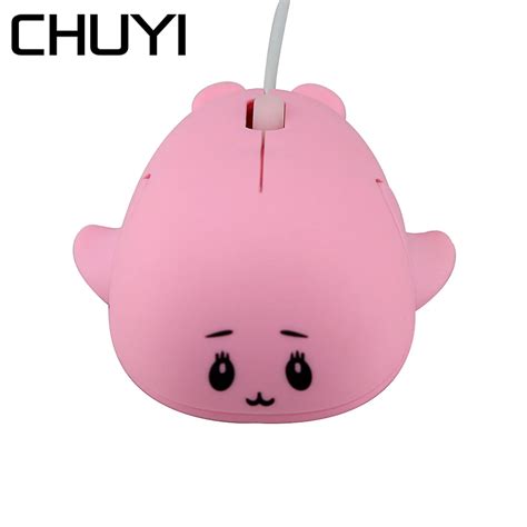 CHUYI Wired Computer 3D Mouse Mini Cute Pink Dolphin Design Mice For Girl 1600DPI Optical USB ...