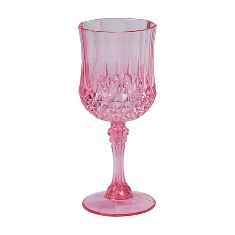 Patterned Pink Plastic Wine Glasses - Party Supplies - 12 Pieces - Walmart.com - Walmart.com