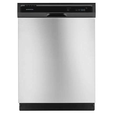 Amana 24 in. Stainless Steel Front Control Built-in Tall Tub Dishwasher Stainless Steel with ...