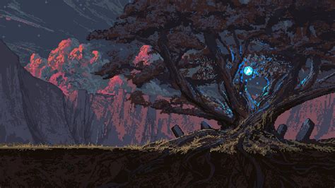 Wallpaper : 1920x1080 px, magic, Noah Bradley, pixel art, roots, trees 1920x1080 - wallbase ...