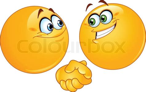 Two emoticons shaking hands | Stock vector | Colourbox