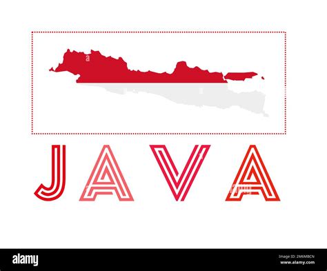 Java Logo. Map of Java with island name and flag. Captivating vector illustration Stock Vector ...