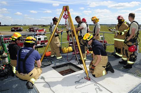 Firefighters train on confined-space rescue procedures