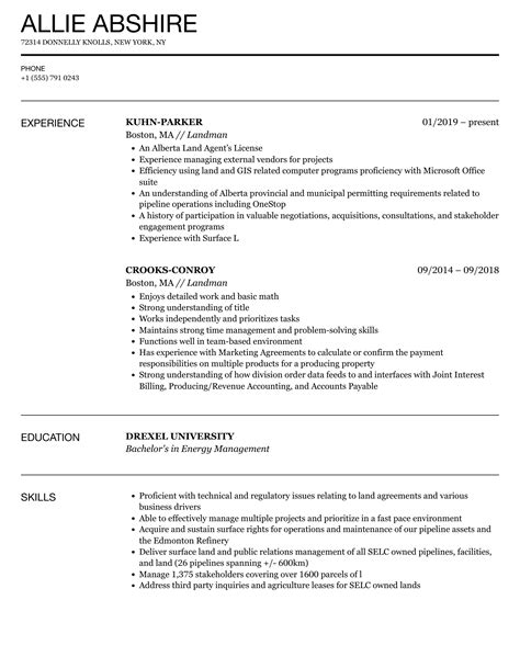 Landman Resume Samples | Velvet Jobs