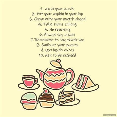 Tea Etiquette Printable - Printabler.com