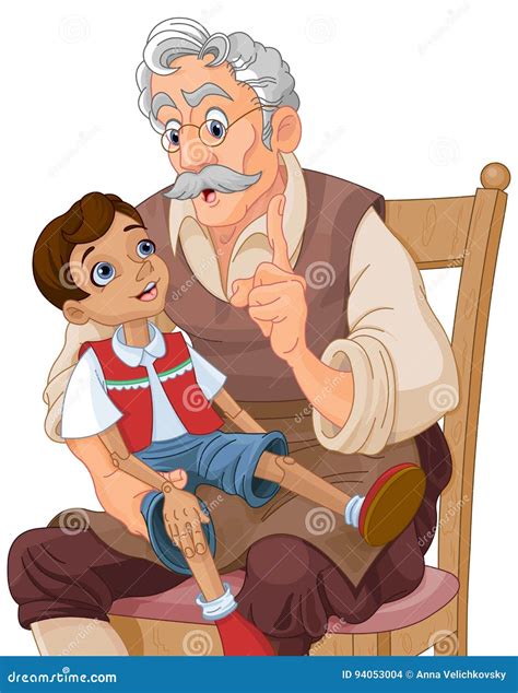 Mister Geppetto and Pinocchio Stock Vector - Illustration of artwork, drawing: 94053004