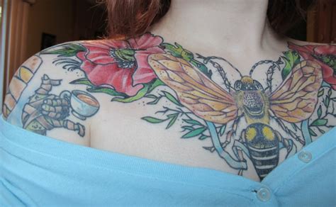 four-eyes rella: chest tattoo - FINISHED! Also, bonus bloody boobs pictures.