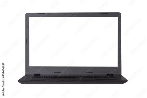 Modern black laptop with blank white screen isolated on white background Stock Photo | Adobe Stock