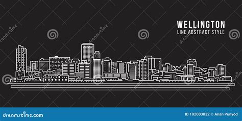 Wellington City Skyline New Zealand Vector Linear | CartoonDealer.com ...