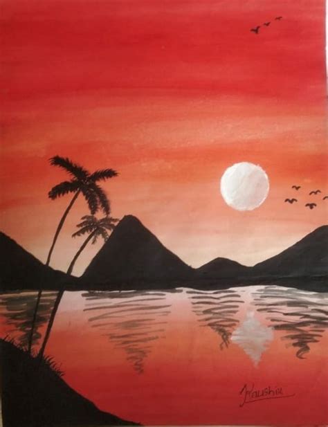 Sunset Beach Landscape Painting - Art Prime - Paintings & Prints, Landscapes & Nature, Beach ...