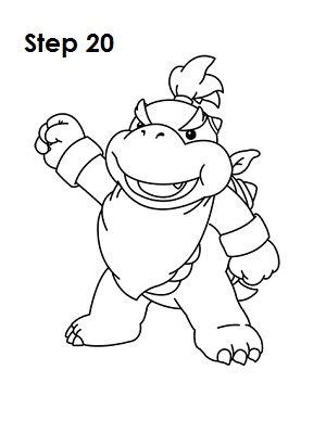 How to Draw Bowser Jr. | Easy cartoon drawings, Mario coloring pages, Bowser