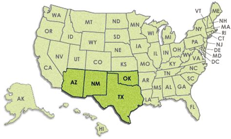 The Southwest Region - States in the Southwest Region