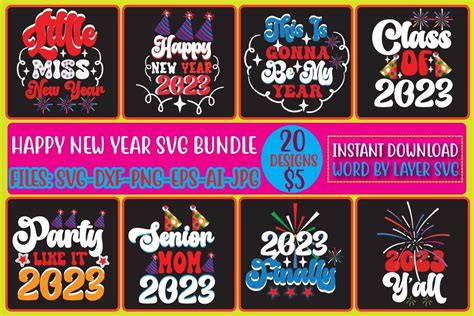 Happy New Year SVG Bundle Vol. 7 Bundle · Creative Fabrica