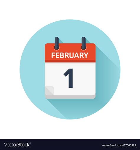 February 1 flat daily calendar icon date Vector Image