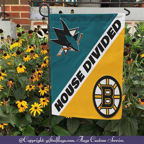 San Jose Sharks vs. Boston Bruins House Divided Flag, Sharks House Divided Flag, Home Decor ...