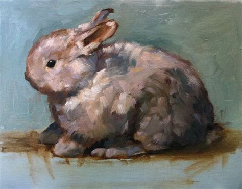 Fluffy Baby Bunny Rabbit - by Shauna Finn Bunny Painting, Figure ...