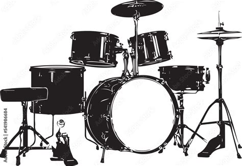 Music Drum set silhouette, Vector illustration of a musical instrument ...