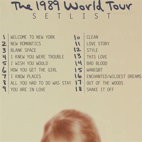 Set list | Taylor swift posters, Taylor swift music, Taylor swift songs